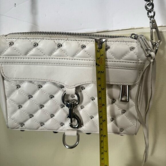 Rebecca Minkoff Studs Mini Mac Leather Crossbody Chain Shoulder Bag Zip Pocket - Picture 15 of 16